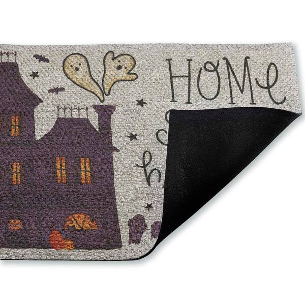 Spooky Pals Sweet Haunted Home Purple 18 in. x 30 in. Polyester Non-Slip Outdoor Door Mat