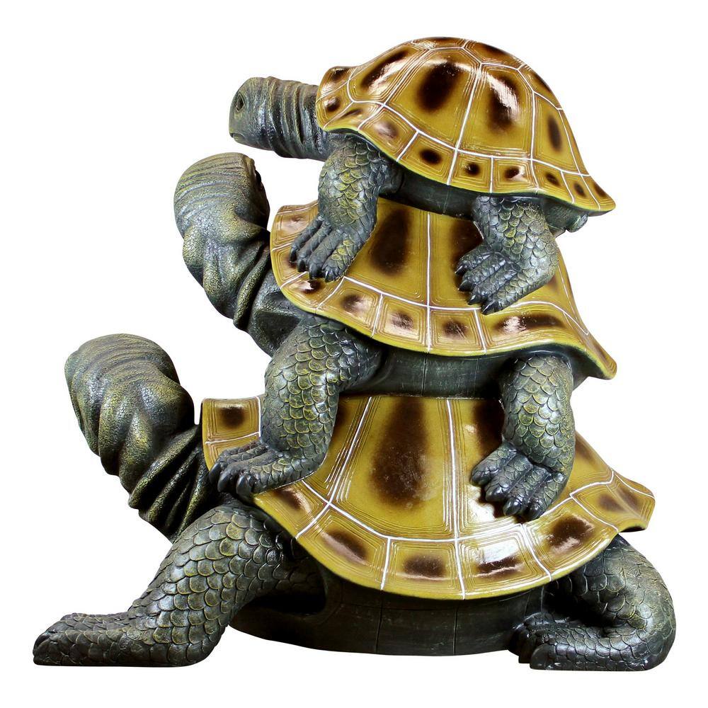 Giant Hand-Painted Resin Stacked Turtle Garden Statue