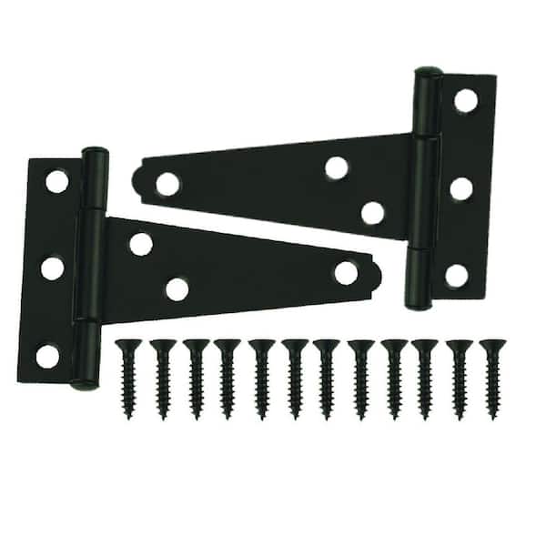 3 in. Black Tee Hinge (2-Pack)