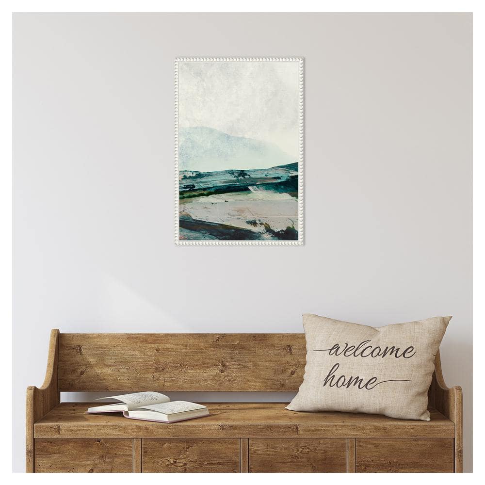 16" x 23" Mountain Mists Abstract Landscape Canvas Art in White Frame
