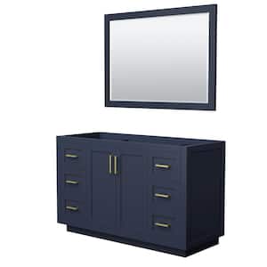 Miranda 53.25 in. W x 21.75 in. D x 33 in. H Single Sink Bath Vanity Cabinet without Top in Dark Blue with 46 in. Mirror