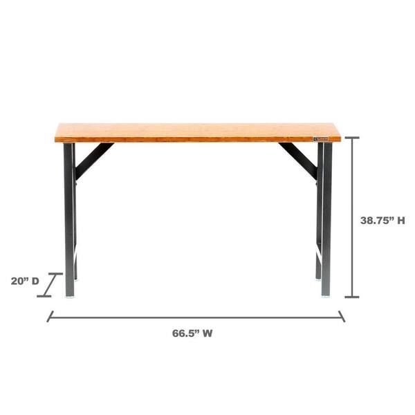 Gladiator - Ready to Assemble 39 in. H x 67 in. W x 20 in. D Bamboo Top Workbench