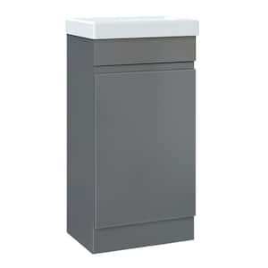Engel 17-1/2 in. W x 13-1/2 in. D Bath Vanity in Gray Gloss with Porcelain Vanity Top in White with White Basin