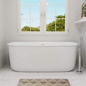 Freestanding Modern 67 in. x 31 in. Acrylic Flatbottom Soaking Non-Whirlpool Bathtub in White