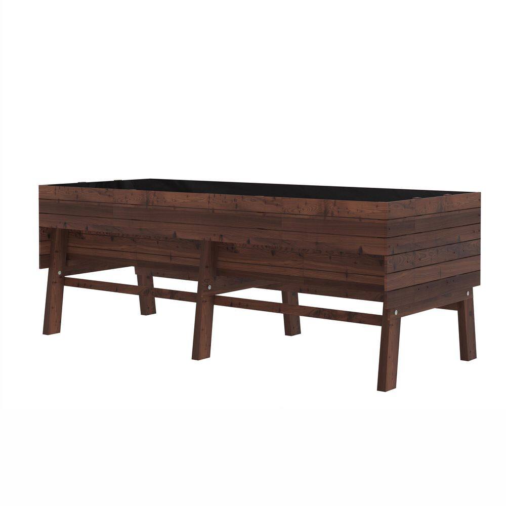 71 in. L x 31 in. W Large Cedar Wooden Raised Garden Bed Outdoor with Legs and Liner, Carbonized price history on PriceWatchPro