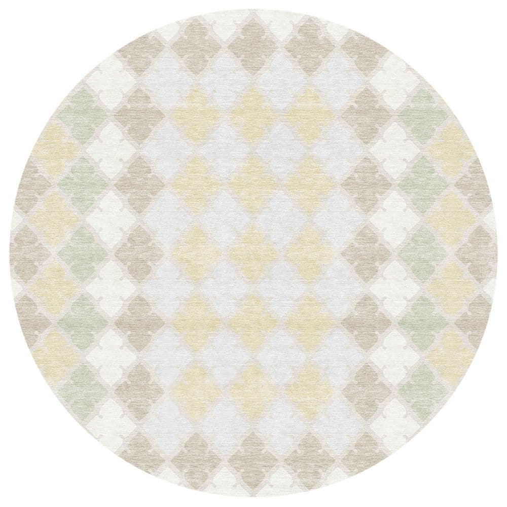 Chantille Machine Washable Indoor/Outdoor Abstract ACN2997 Ivory 8 ft. x 8 ft. Round Rug price history on PriceWatchPro