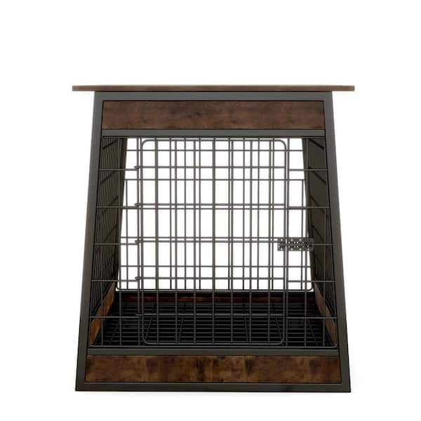 Furniture Style Dog Cage, Wooden Dog Cage Double Door Dog Cage Side Cabinet Dog Crate in Brown
