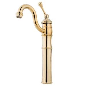 Victorian Single Handle Vessel Sink Faucet in Polished Brass