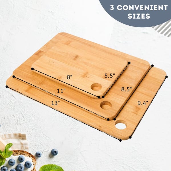 LEXI HOME Durable 3-Piece Bamboo Cutting Board Set MW2857 - The