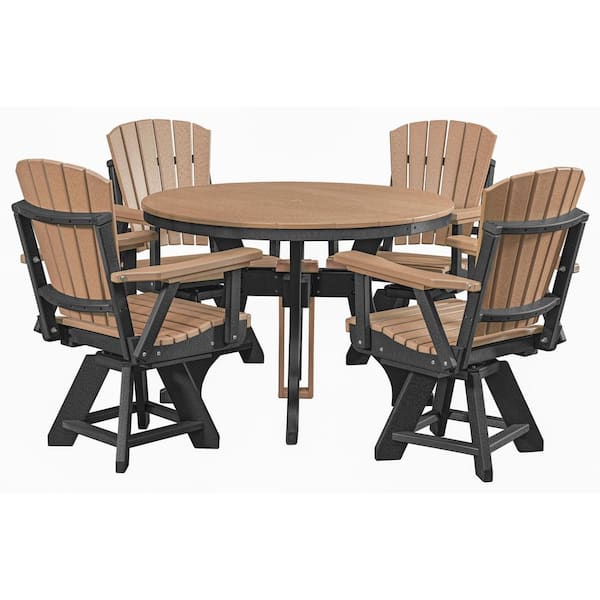 Adirondack Black Frame 5 Piece High Density Plastic Round Dining Height Outdoor Dining Set