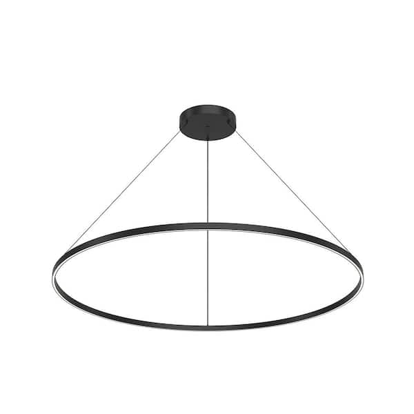 KUZCO Cerchio 60 in. 150-Watt 1-Light Black Integrated LED Pendant-Light