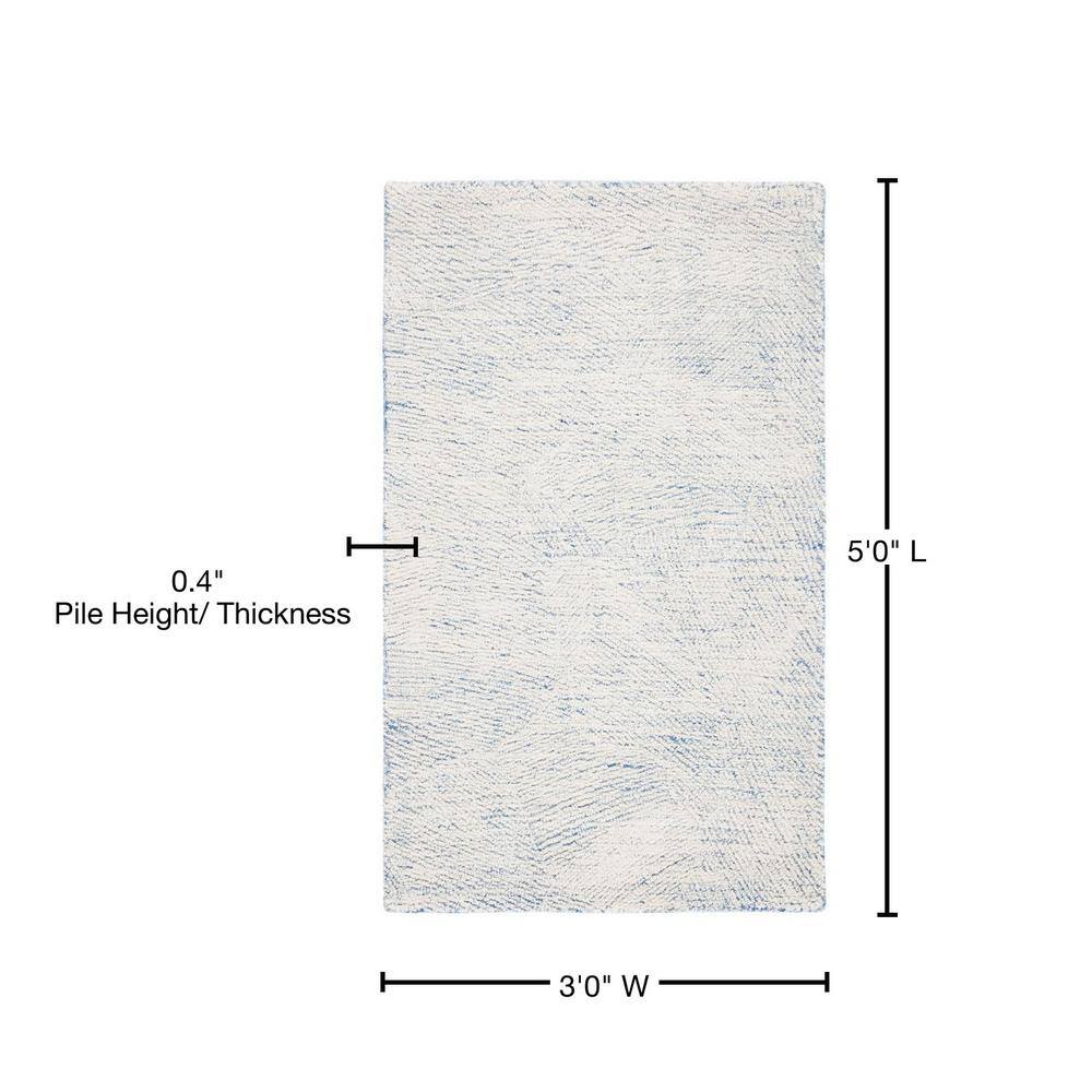 Blue and Ivory Hand-Tufted Wool Area Rug 3' x 5'