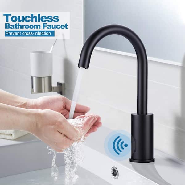 Commercial Touchless Single-Hole Bathroom Faucet in Matte Black
