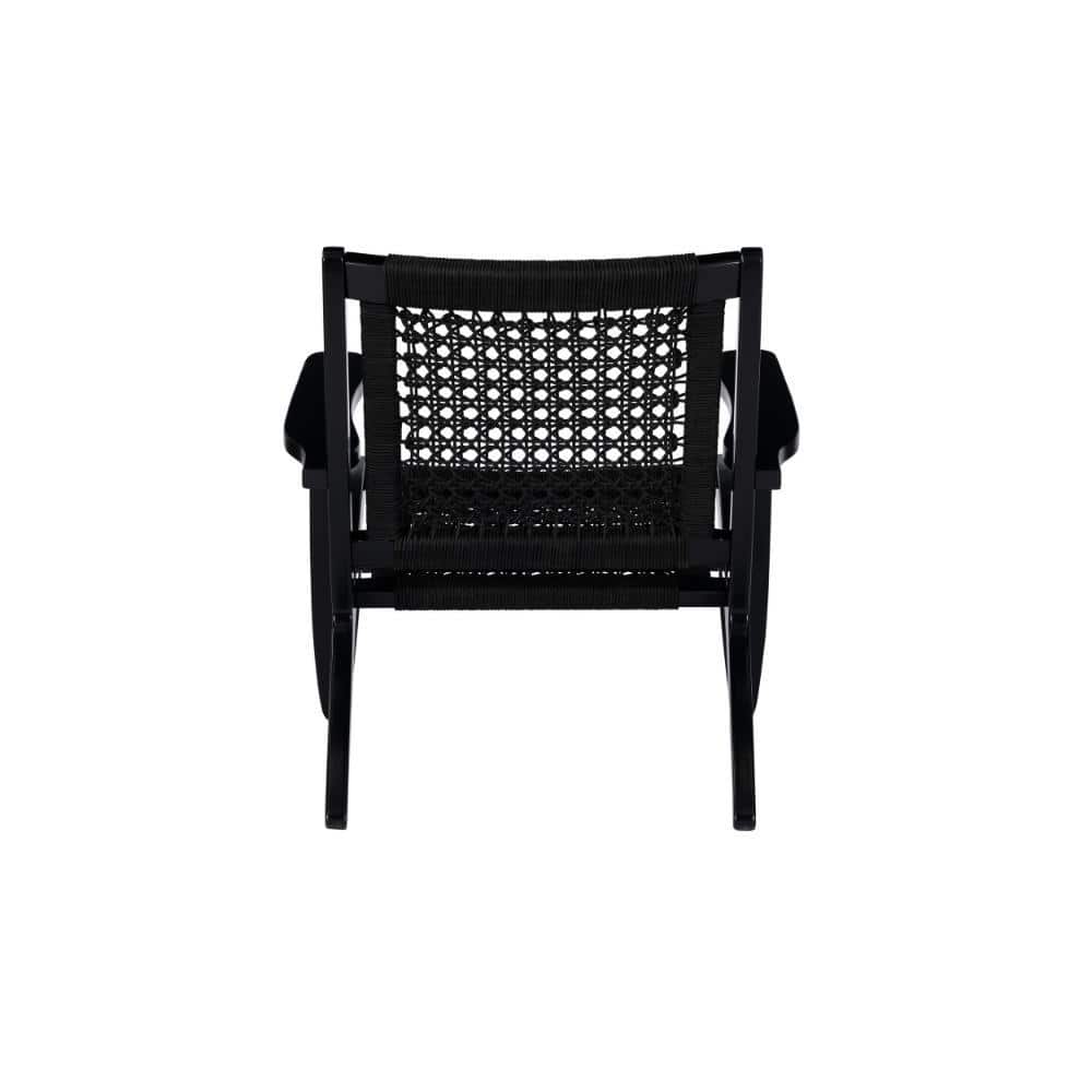 Black Hexagon Woven Rope and Wood Accent Chair