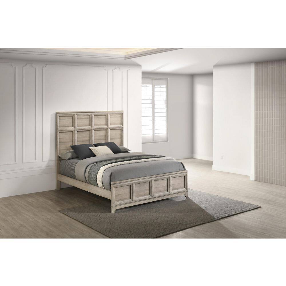 Malia Weathered Greige (Beige And Gray) Color Wood Frame Eastern King Panel Bed price history on PriceWatchPro