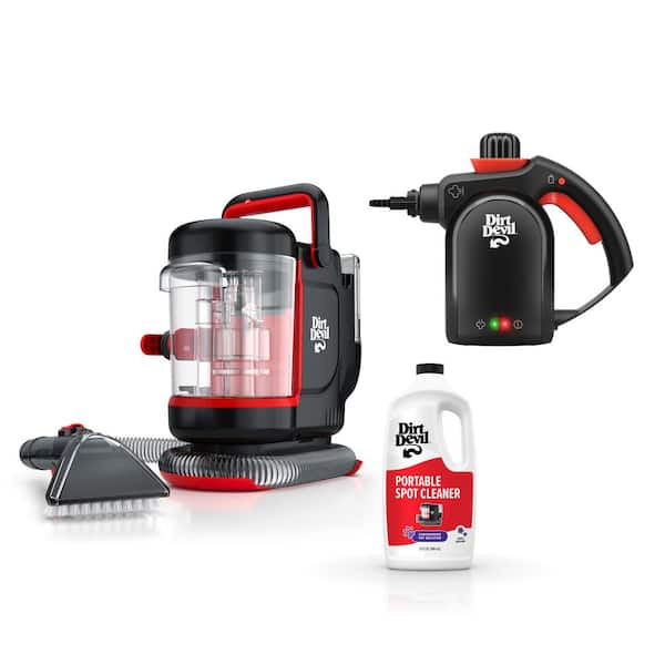 Corded Spot Carpet Cleaner, 7-in-1 Handheld Steamer and 32oz Pet Spot Carpet Cleaner Solution Combo