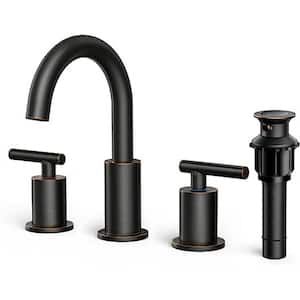 Two Handle Oil Rubbed Bronze Bathroom Faucet 3 Hole, 8 inch Widespread Bathroom Sink Faucet