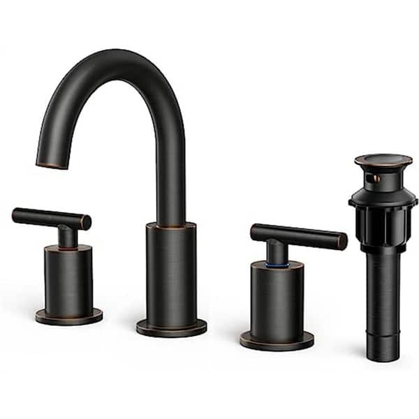Dyiom Two Handle Oil Rubbed Bronze Bathroom Faucet 3 Hole, 8 inch Widespread Bathroom Sink Faucet