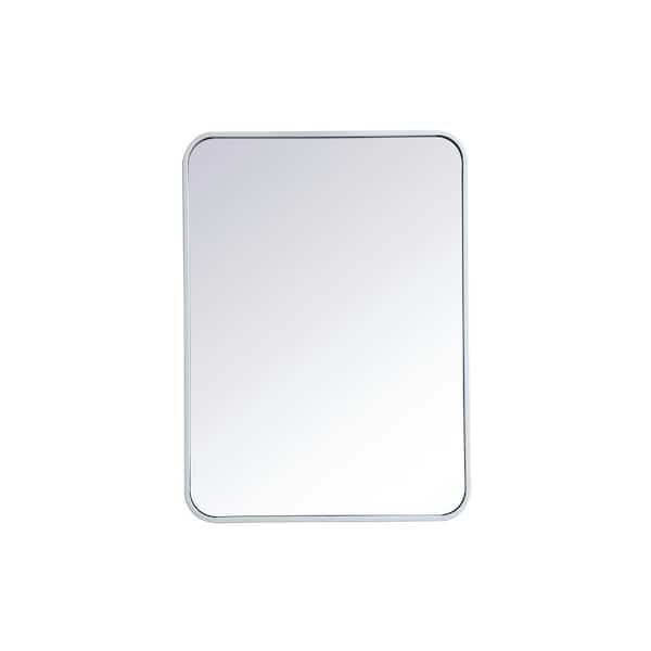 Unbranded Timeless Home 22 in. W x 30 in. H x modern Soft Corner Metal Rectangle White Mirror