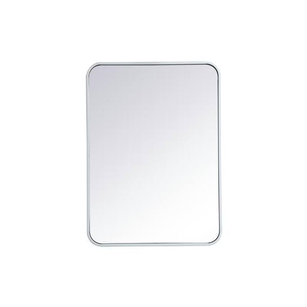 Unbranded Timeless Home 30 in. H x 22 in. W White Modern Soft Corner Rectangular Wall Mirror