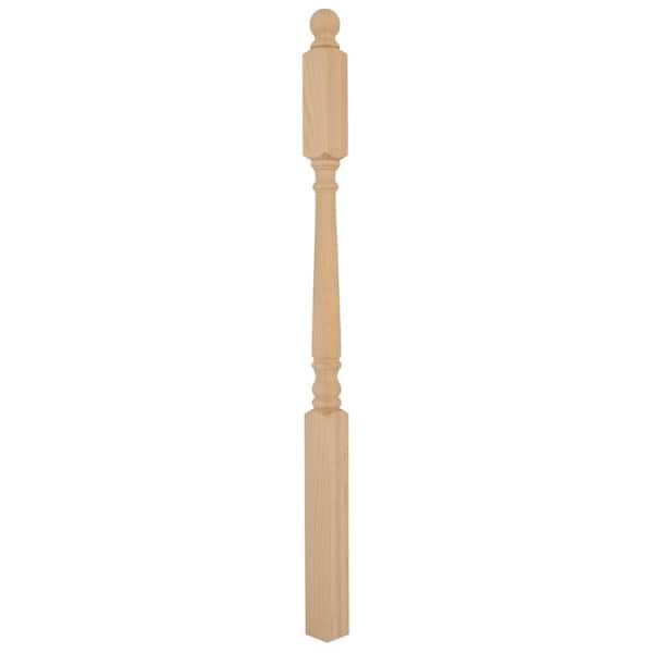 EVERMARK Stair Parts 4015 59 in. x 3 in. Unfinished Hemlock Ball Top Landing Newel Post for Stair Remodel
