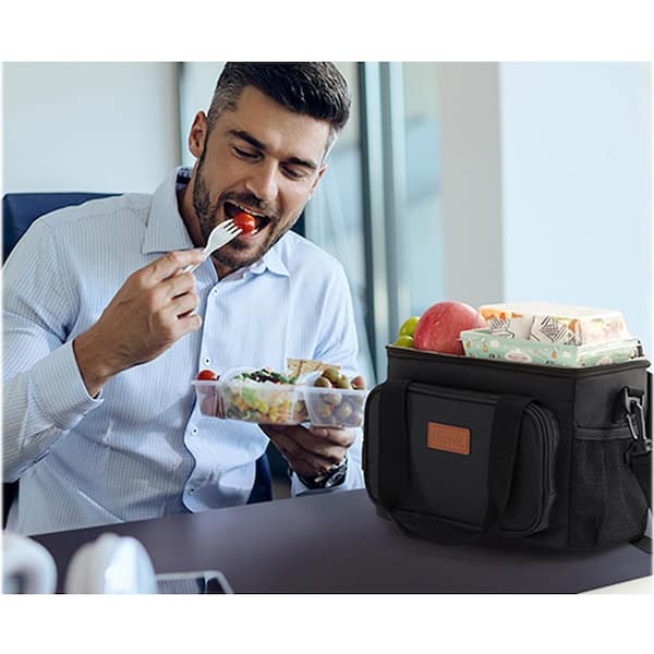 Black Portable Insulated Lunch Bag with 8. 5 L Large Capacity Leakproof and Waterproof Keeps Food Warm or Cool 29CSA17053 The Home Depot