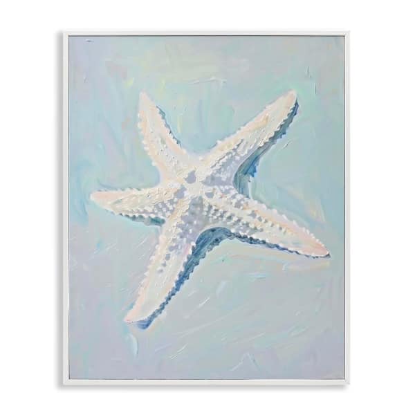 Coastal Starfish on Blue by Arlington Prints White Framed Animal Giclee Art Print 30 in. x 24 in.