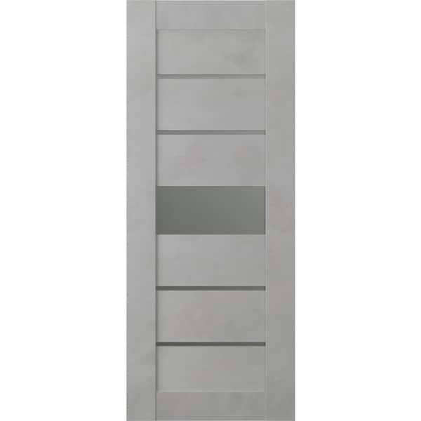 Belldinni 18 in. x 80 in. No Bore Solid Core 5-Lite Frosted Glass Light Urban Wood Composite Interior Door Slab
