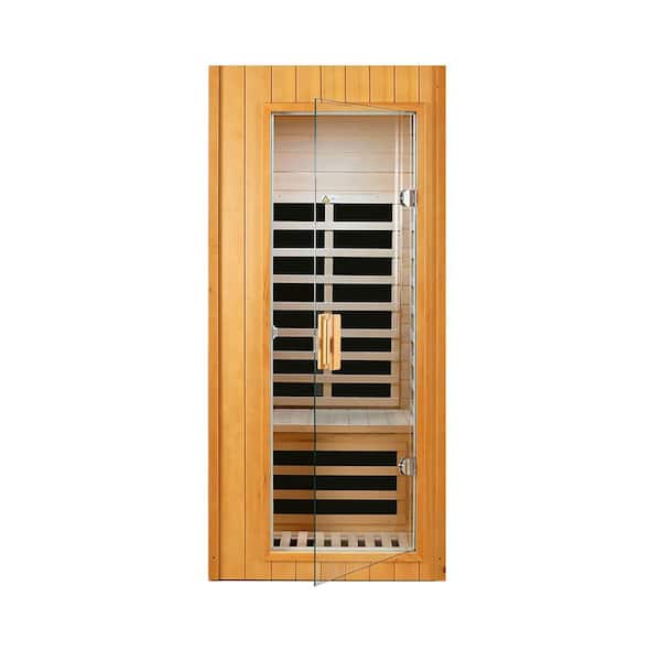Hemlock 1-Person Far Infrared Sauna with 5-Heating Panels, LCD display, Key Control, Bluetooth, LED Reading Light