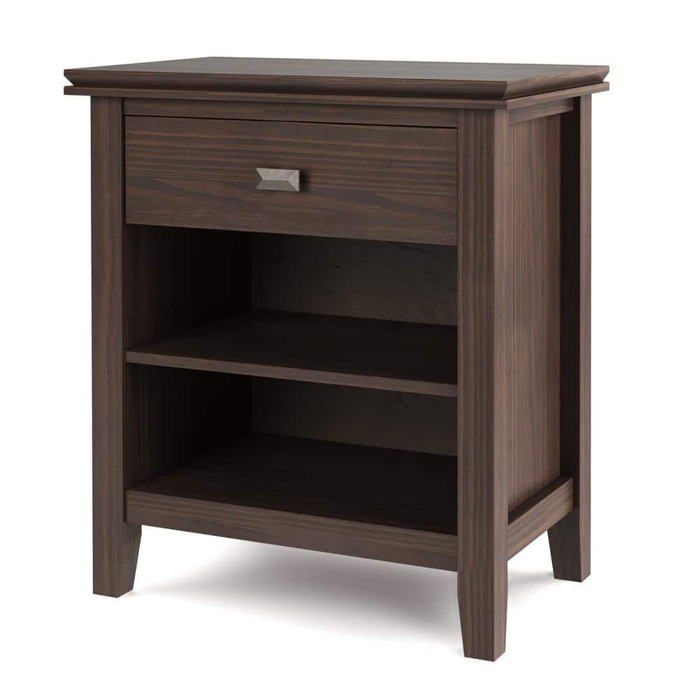 Warm Walnut Brown 24" Nightstand with Drawer and Shelf