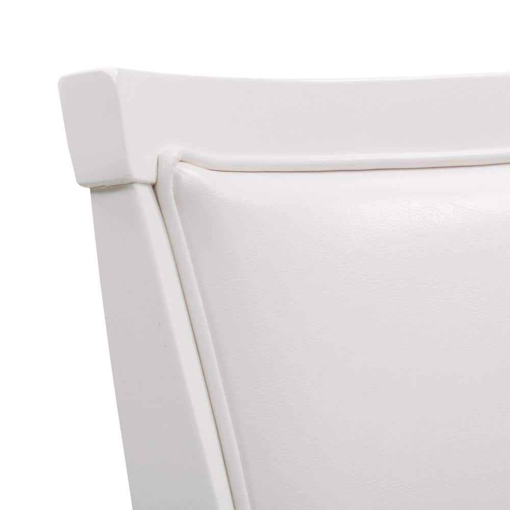 White Wood Swivel Counter Height Barstools with Leather Seats, Set of 2