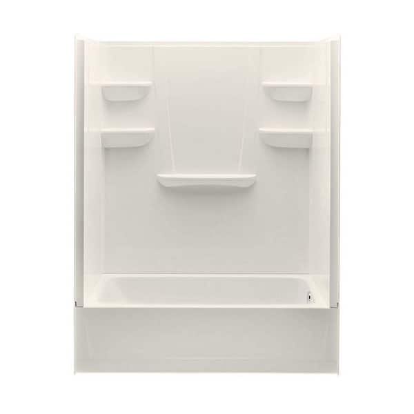 A2 30 in. x 60 in. x 76 in. 4-Piece Direct-to-Stud Tub/Shower Kit in Biscuit