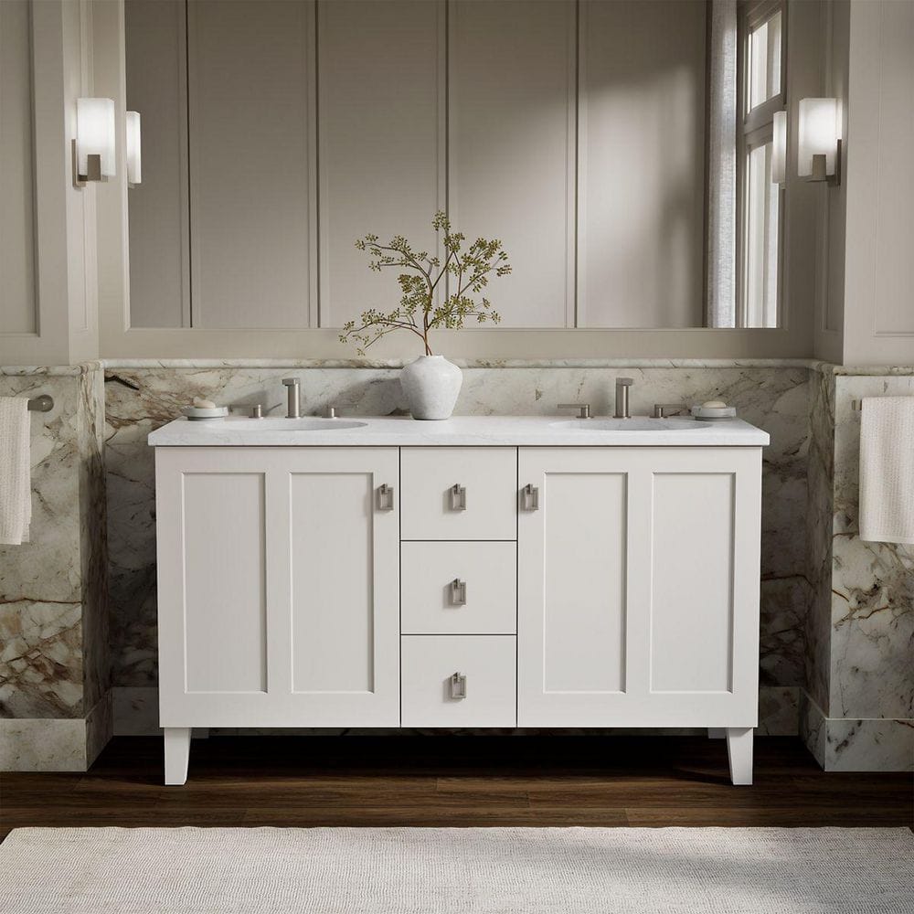 Poplin 60 in. W x 22 in. D x 35 in. H Bathroom Vanity Cabinet without Top in Linen White price history on PriceWatchPro