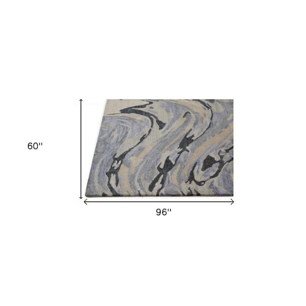 5 ft. x 8 ft. Gray and Ivory Abstract Area Rug