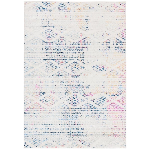 SAFAVIEH Tulum Ivory/Blue 6 ft. x 9 ft. Striped Tribal Geometric Area Rug