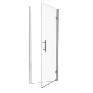 34 in. W x 72 in. H Pivot Swing Semi-Frameless Single Shower Door in Chrome Finish with 1/4 in. Clear Glass Left Hinged