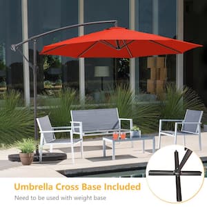 10 ft. Steel Cantilever Solar Tilt Pation Umbrella in Orange