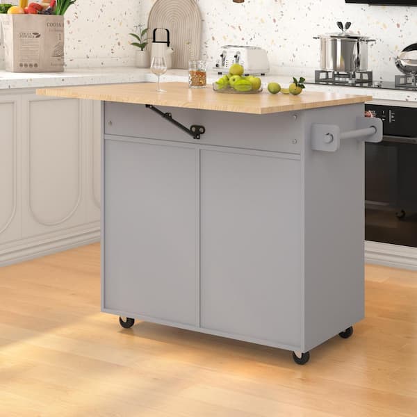 Bayfeve Kitchen Island with Drop Leaf, Kitchen Storage Cart with 3 Tier Pull Out Cabinet Organizer, Internal Storage Rack, Rolling Kitchen Cart on Wheels with Towel Rack, 2 Drawers, for Kitchen, Black