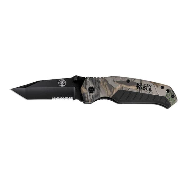 Klein Tools 3.5 in. Stainless Steel Partially Serrated Tanto Folding Knife