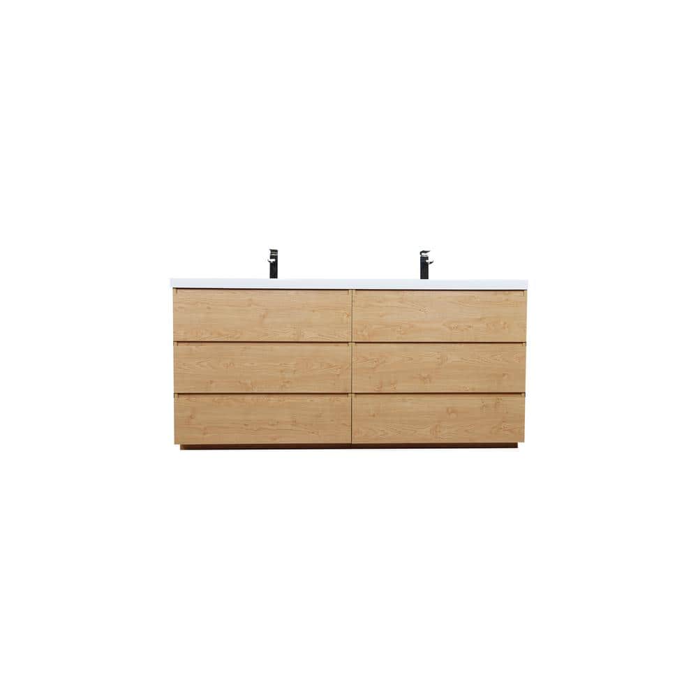 Angeles 71 in. W Bath Vanity in New England Oak with Reinforced Acrylic Vanity Top in White with White Basin price history on PriceWatchPro
