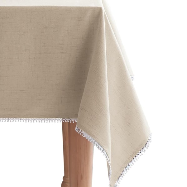 French Perle Solid Tablecloth, Natural - 60"W x 84"L