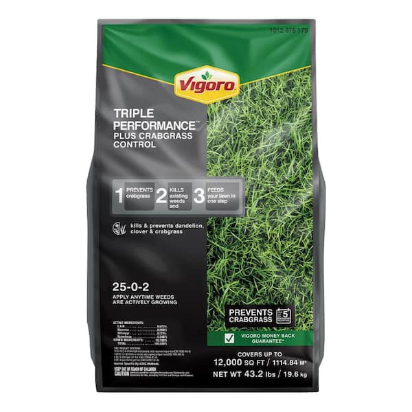 Vigoro Triple Performance 25-0-2 Lawn Fertilizer with Crabgrass Control 43.2 lb. 12M