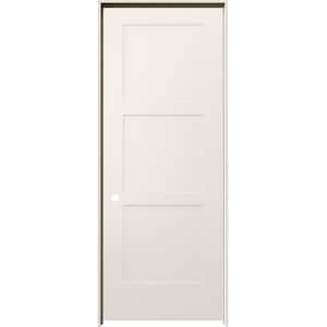 32 in. x 80 in. 3 Panel Birkdale Primed Right-Hand Smooth Solid Core Molded Composite Single Prehung Interior Door