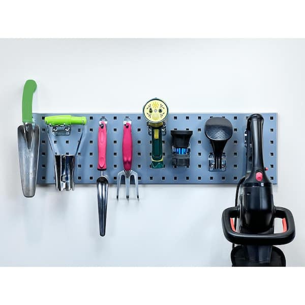 (1) 31.5 in. W x 9 in. H Silver Epoxy, 18-Gauge Steel Square Hole Pegboard Strip