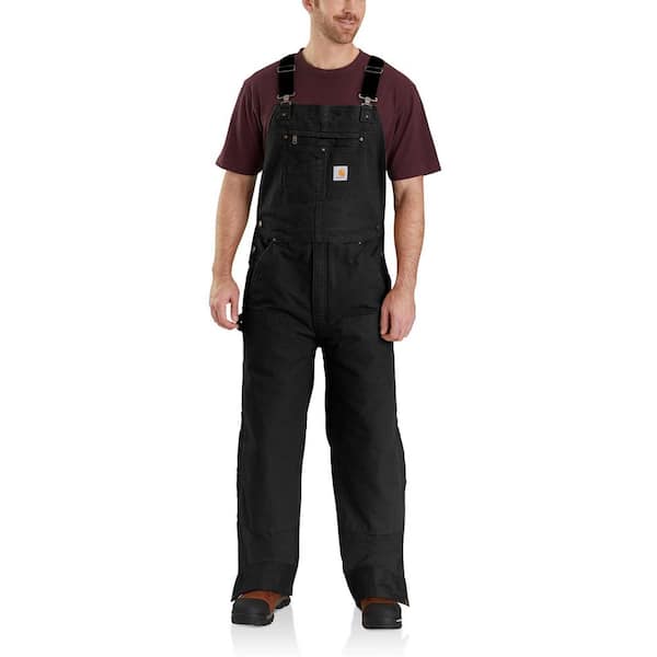 Carhartt Men's 3X-Large Short Black Cotton Quilt Lined Washed Duck Bib Overalls