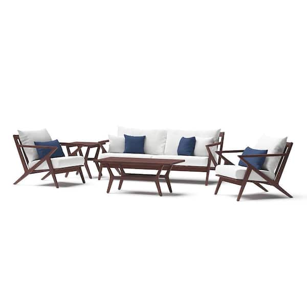 RST BRANDS Vaughn 5-Piece Wood Patio Conversation Set with Sunbrella Bliss Ink Cushions