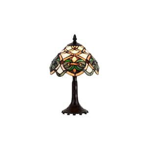 13 in. Small Arielle Multicolored Accent Brown Table Lamp