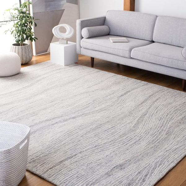 Metro Gray/Ivory 11 ft. x 15 ft. Abstract Waves Area Rug