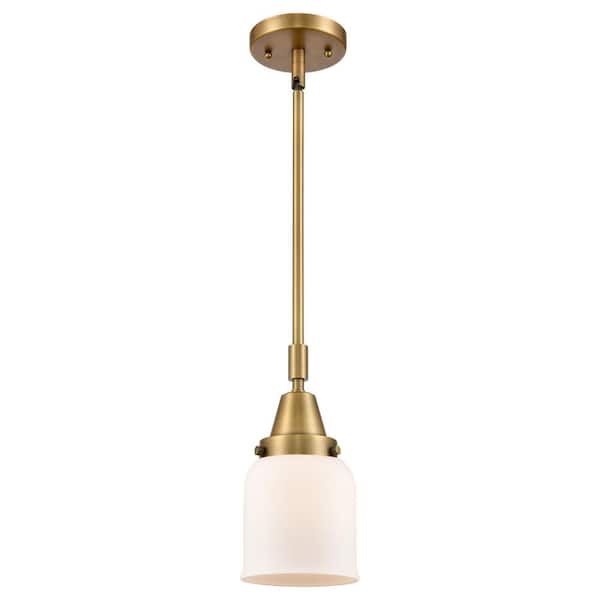 Bell 100-Watt 1-Light Brushed Brass Standard Mini Pendant Light with Painted Glass Shade, No Bulbs Included