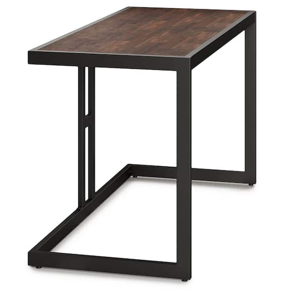 Simpli Home Erina Solid Acacia Wood Flat Top Desk in Distressed Charcoal Brown